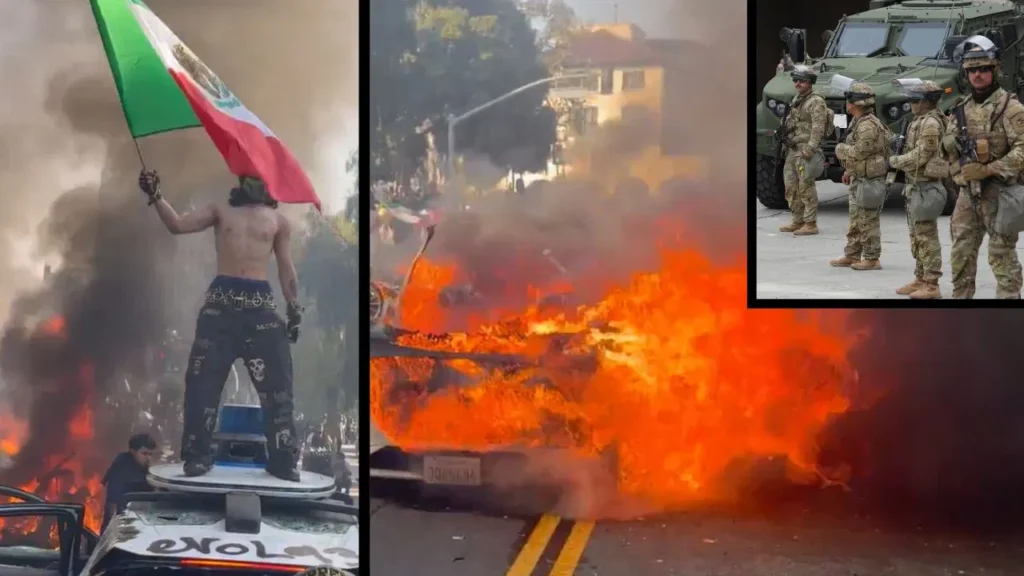 लॉस एंजिल्स में हाल ही में अवैध आप्रवासन के खिलाफ की गई कार्रवाइयों (ICE raids) के विरोध में प्रदर्शन हिंसक