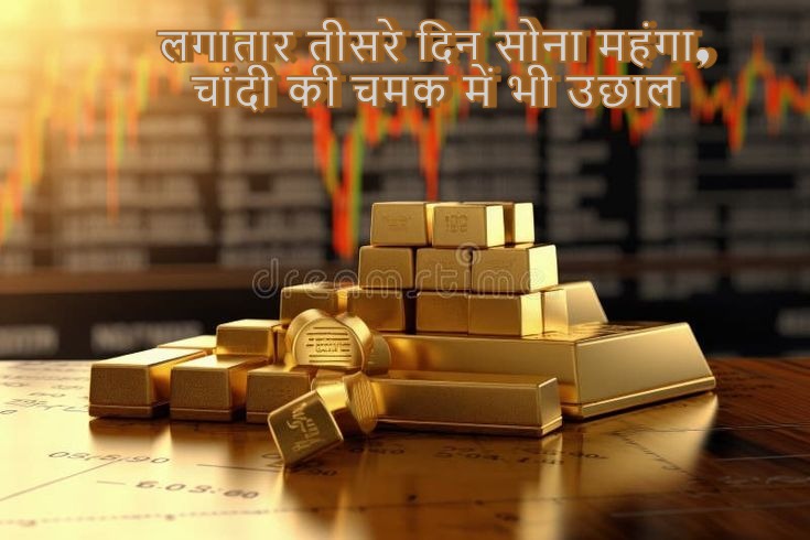 लगातार तीसरे दिन सोना महंगा, चांदी की चमक में भी उछाल: जानें आज का ताजा भाव