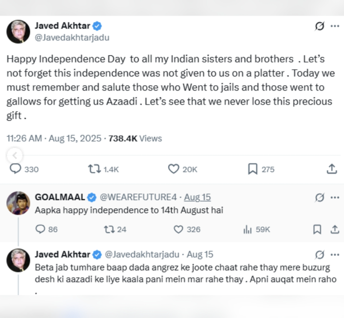 अपनी औकात में रहो: जावेद अख्तर का सोशल मीडिया पर ट्रोल को करारा जवाब